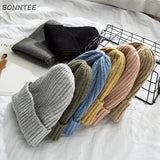 Women 2020 New Solid Knitted Warm Soft Trendy Hats Simple Korean Style Womens Wool Casual Caps Elegant All-match