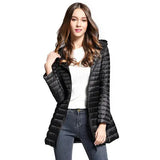 2024 New Autumn And Winter Light Down Jacket Female Long Plus Size Hood Slim Plus Plus Size Coat-Outfit