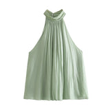 Spring Wrinkle Effect Metal Foil Fashion Blouse