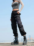 SUCHCUTE High Waist Tooling Pants For Women Plus Size Pockets Hot Lasdies Street Wear Patchwork Pencil Sweat Bottom Korean