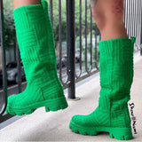 Zingj Size Long Women's Boots 22 Autumn New Leisure Thick Bottom Suede Pure Color Thick Heel Women's Boots Autumn
