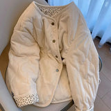 Sense Lints Spliced Broken Flower Lingge Cotton Coat Women's New Relaxed Leisure Cotton Coat In