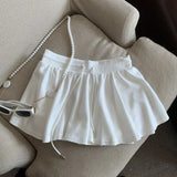 Style 抽抽抽绳 Sports Skirt Women's Summer Model 2025 High-Waisted Wide Leg Trousers With Inner Lining Half