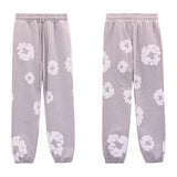 Printed Flower Wood Cotton Loose Sweater Y2K Hip Hop Street Pullover For