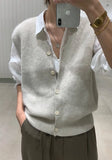 Sweater Vest Women Stretchy Simple Basic Daily V-neck Solid Open-stitch Female Korean