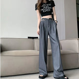 Zingj Suit Pants Children Summer Thin Sexy Hollow Out High Waist Wide Leg Pants Loose Hanging Sense Drag The Floor Straight
