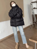 Hooded Thick Down Jacket Female 2024 Winter New Small Gentle Korean Version Of Casual White Duck Down Coat Tide-Outfit