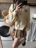 Yellow Stripe Red Buttoned Knitted Cardigan- Outfit