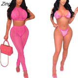 Women Swimsuit 4 PCS Set Hollow Out Solid Color Bikini Swimwear Clothes For Women