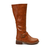 Wish Hot Autumn And Winter New Women's Boots Belt Buckle Side Zipper Side And Flat Bottom High-Heeled Knight