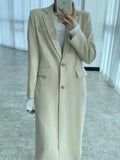 Women Autumn Spring Midi Long Sleeves Suit Jacket Slim Black Office Lady Female Fashion Korean Style