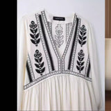 Spring Embroidered V-Neck Short-Sleeved Dress