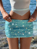 Fashion Bead Short Skirt Sexy Babes Hip Skirt Squint