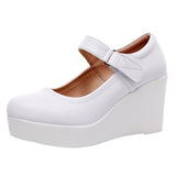 8CM High Heel Heel Leather Shoes 3CM Thick Waterproof Table Comfortable Loose Cake Shoes Round Head Light Magic Stick Single Shoes