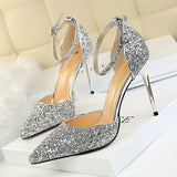 Zingj Thin With High With Shallow Mouth Pointed Hollow Sequins Sexy Nightclub Show Thin A
