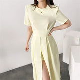 Women Elegant Fashion Midi Dress 2022 Summer Female Korean Style Slim Casual Party Chic Sexy