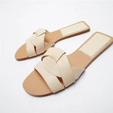 ZARZ Women Flat Sandals Summer 2022 New Fashion Golden Round Toe Bow Sexy Outer Wear Sandals And Slippers Women Beach Luxury