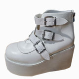 2023 New Large-Size High-Heeled Muffin Martin Boots Belt Buckle Slope Heel Women's