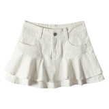 women's skirts gothic low waist white patchwork A-line skirt aesthetic outfit punk retro harajuku street style mini