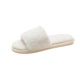 Zingj Autumn And Winter Cotton Slippers Indoor Korean Version Home Flat Open Toe Word Trawl Red Fashion Short Plush- Outfit