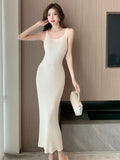 Zingj Real French Style Sleeveless Vest Sling Knitted Dress A Woman's Summer Temperament Slim And Skinny Hip-Covered