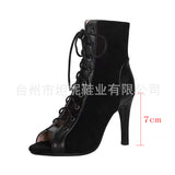 Women With Sandals 2023 Summer Hollowed-Out Short Boots, Stiletto Heels, Dance Shoes, Large Size Open-Toed
