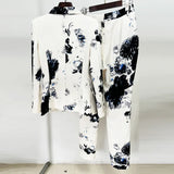 New Star Temperament Fashion Digital Print A Buckle Suit Small Foot Pants Set