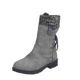 Zingj Large Size Tall Martin Boots Step Into The Round Head Square Heel Side Zipper Thick With Autumn And