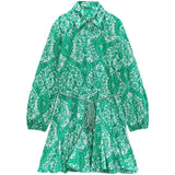 Mini Dress Women 2022 Summer Long Sleeve Elegant Pleated Beach Vestido With Sashes Floral Print Sexy Boho Dresses