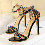 Zingj Roman Style Women's Shoes With Ultra High Heel Open Toe With Hollow Color Rivet