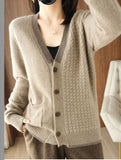 Zingj Version New V-Neck Cardigan Female Long Sleeve Sweater Loose Coat Knit Jacket Languid Lazy Wind