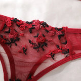 Mesh Floral Bra And Panty Lingerie Set- Outfit