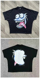 Street Cartoon Long Printed Short-Sleeved Y2K Summer Casual Loose Couple