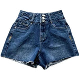 ERROR denim shorts women's high waist three button 2022 new summer high quality loose wide leg washed denim hot pants
