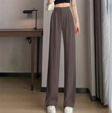 Zingj Pants Female Spring And Autumn 2024 New High Waist Hanging Feeling Loose Straight Leg Hanging Feeling Wide Leg Pants Large Size Pink Casual