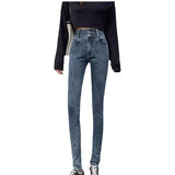 Wear 2023 New High-Waisted Trousers With Double Buttons, Stretch, Slim, High Pencil, Nine-Cent