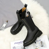 Zingj The Fall And Winter Of 2023, The British Wind Round-Headed Square Heel Thick Platform Chelsea Boots, Women's Leather Boots Ankle Boots-Outfit