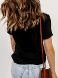 T-Shirt Fashion Women's New Summer Loose Round Collar Bow Top
