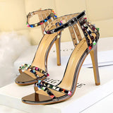 Zingj Roman Style Women's Shoes With Ultra High Heel Open Toe With Hollow Color Rivet