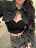 Girls Wear Short Denim Jackets For Women In Spring And Autumn. High-Waisted Jackets Are