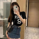 Summer Luxury Women Knitted Tops Ladies High Quality Embroidered T-shirts Spring New Vest Female Fashion Brand Letter