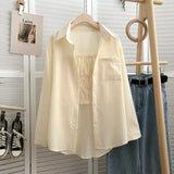 Elegant Women Blouses Cool Korean Long Sleeved Sunscreen Chiffon Shirt Jacket for Women Beach Shirt Long Tunic for
