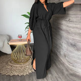 New Women's Temperament V Tie With Loose Leisure Large-Size Dress