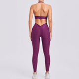 Zingj Adjustable Shoulder Strap Peach Hip Side Pocket V Waist Tights Yoga Fitness Suit-Outfit