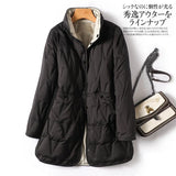 Autumn And Winter New Down Jacket Female Long Pressure Glue Thin Color Both Sides Wear White Duck Velvet Coat Tide-Outfit