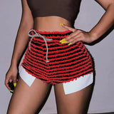 Spring Striped Casual Pants Knitted And Stitched Sexy Slim High Waist Personality Long