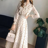 Zingj Floral Dress Slim Summer New Women's Long Sleeve Bottom Dress French Bow Show Thin Dress-Outfit