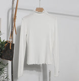 High-Necked Bottomed Shirt Women's Autumn And Winter New Bow Embroidery Inside The Top Of The Jacket T-Shirt