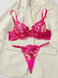 Sheer Lips Heart Embroidery Lingerie Set- Outfit