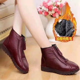 Mother Shoes 2024 Winter Flat Anti-Skid Cashmere Snow Boots Front Zipper Martin Boot